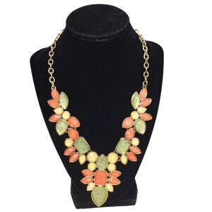 Statement Piece Boho Festival Leaf Plastic Gemstone Adjustable Necklace